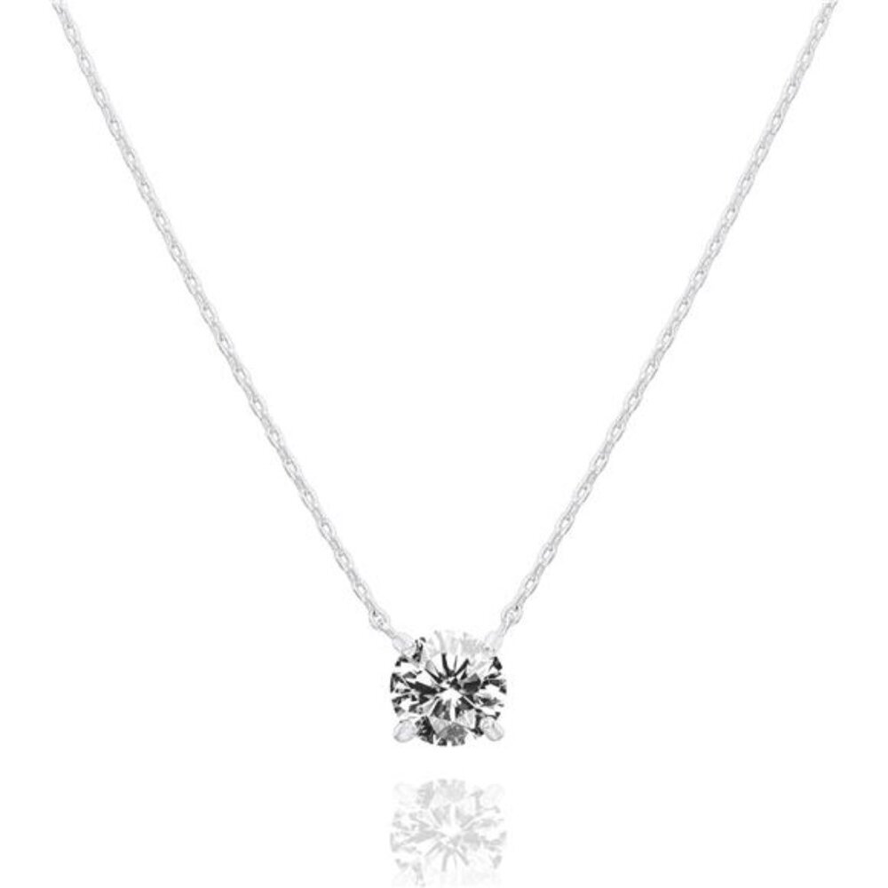 14K Gold Plated Crystal Solitaire 1.5 Carat (7.3mm) Cubic Zirconia Dainty